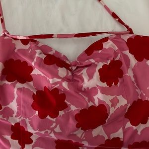 Helen Wang strapless floral dress in pink, red and white, size 6